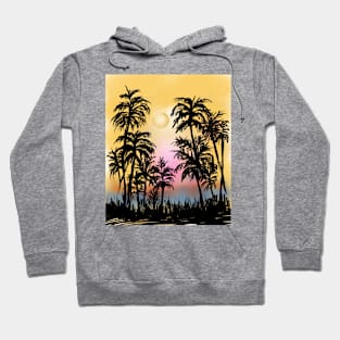 Los Angeles Skyline Palm Trees, Sunset, Pastel Colors, Retro Style Hoodie